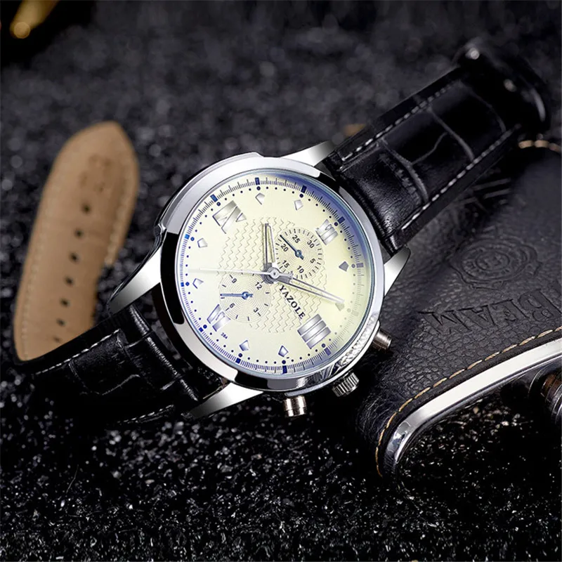 YAZOLE мужские часы для отдыха бизнес-Топ люксовый бренд известные кожаные
