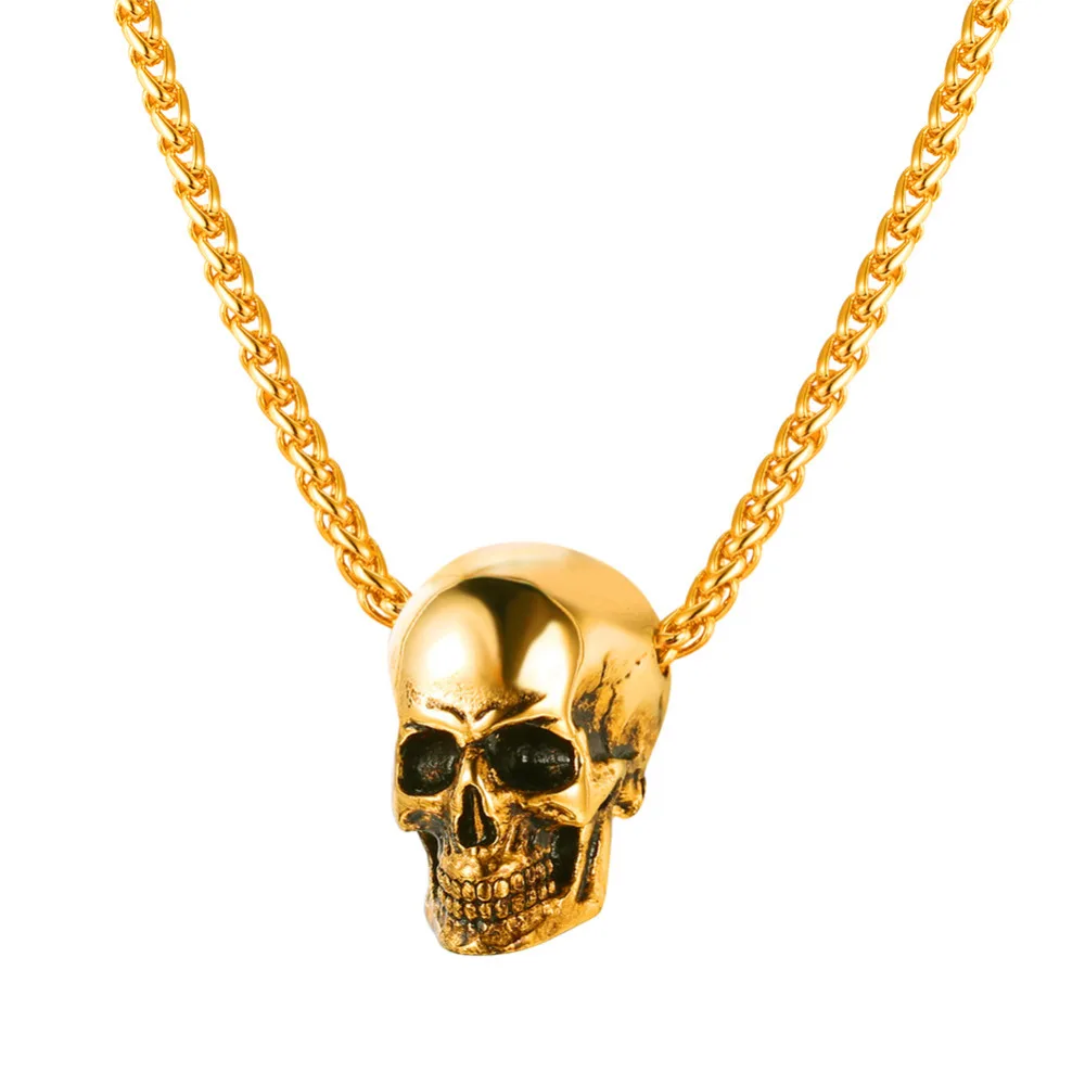 Skeleton Skull Necklace with Stainless Steel Chain Gold Color Black Gothic Mens Jewelry P76G
Skeleton Skull Necklace with Stainless Steel Chain Gold Color Black Gothic Mens Jewelry P76G