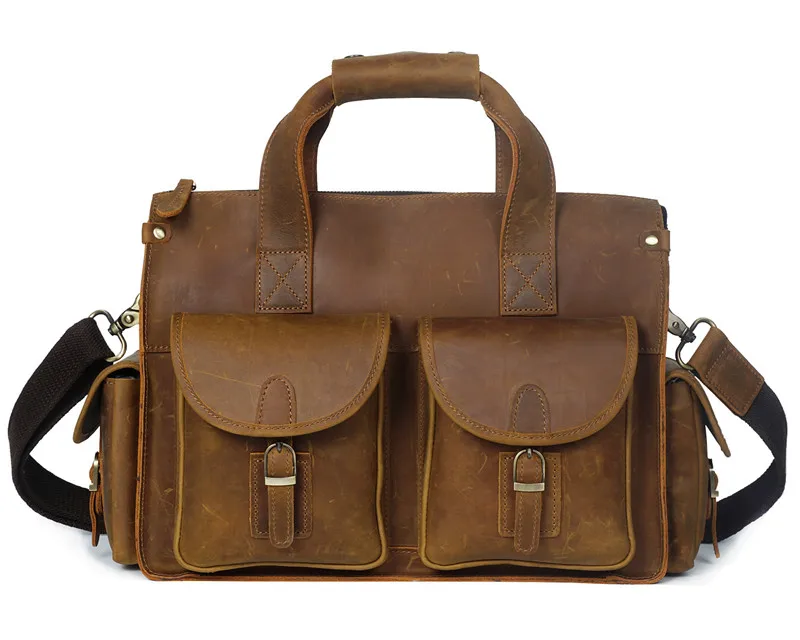 Nesitu Vintage Brown Durable Thick Genuine Leather Men Messenger Bags Crazy Horse Leather Briefcase 14'' Laptop Portfolio #M8045
Nesitu Vintage Brown Durable Thick Genuine Leather Men Messenger Bags Crazy Horse Leather Briefcase 14'' Laptop Portfolio #M8045