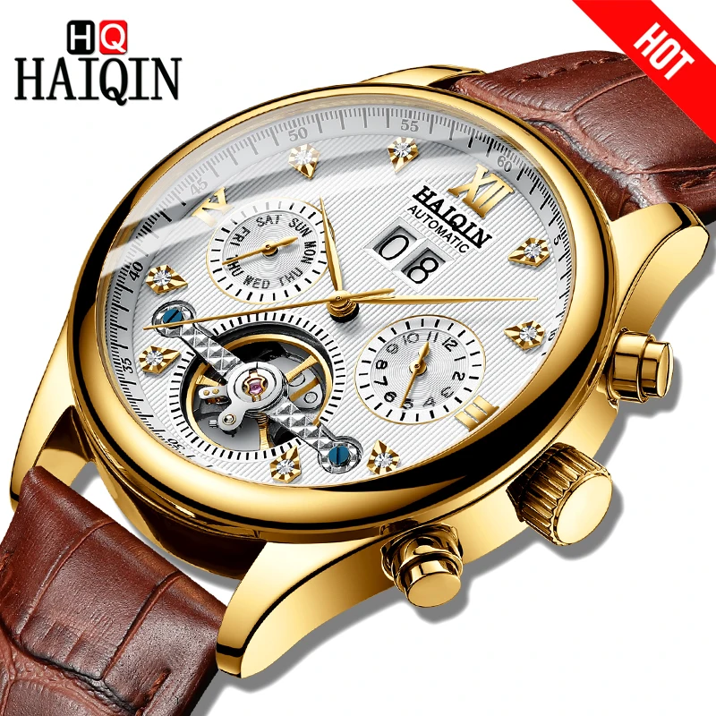 HAIQIN Men Watch Luxury Business Automatic mechanical Watch men Leather Waterproof Male Wristwat ch Calendar Self-winding Clock
HAIQIN Men Watch Luxury Business Automatic mechanical Watch men Leather Waterproof Male Wristwat ch Calendar Self-winding Clock