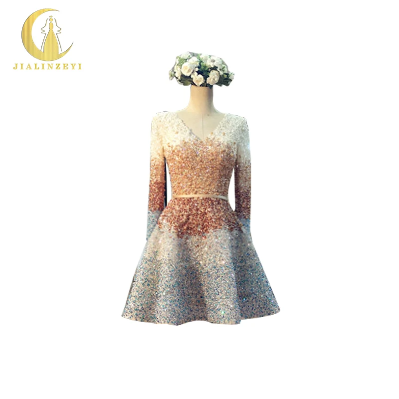 Rhine Real Sample Image Sexy Long Sleeves Full Beads Sequins Champagne Green knee Length Prom Dresses
Rhine Real Sample Image Sexy Long Sleeves Full Beads Sequins Champagne Green knee Length Prom Dresses