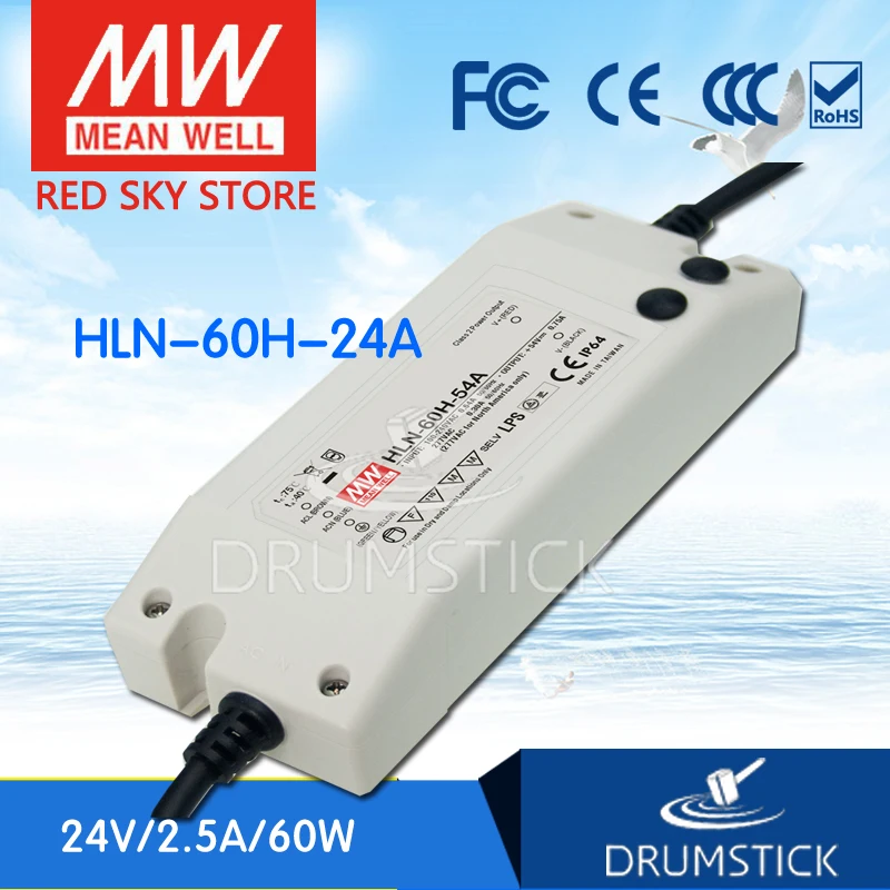 MEAN WELL HLN-60H-24A 24V 2.5A meanwell HLN-60H 24V 60W Single Output LED Driver Power Supply A type
MEAN WELL HLN-60H-24A 24V 2.5A meanwell HLN-60H 24V 60W Single Output LED Driver Power Supply A type