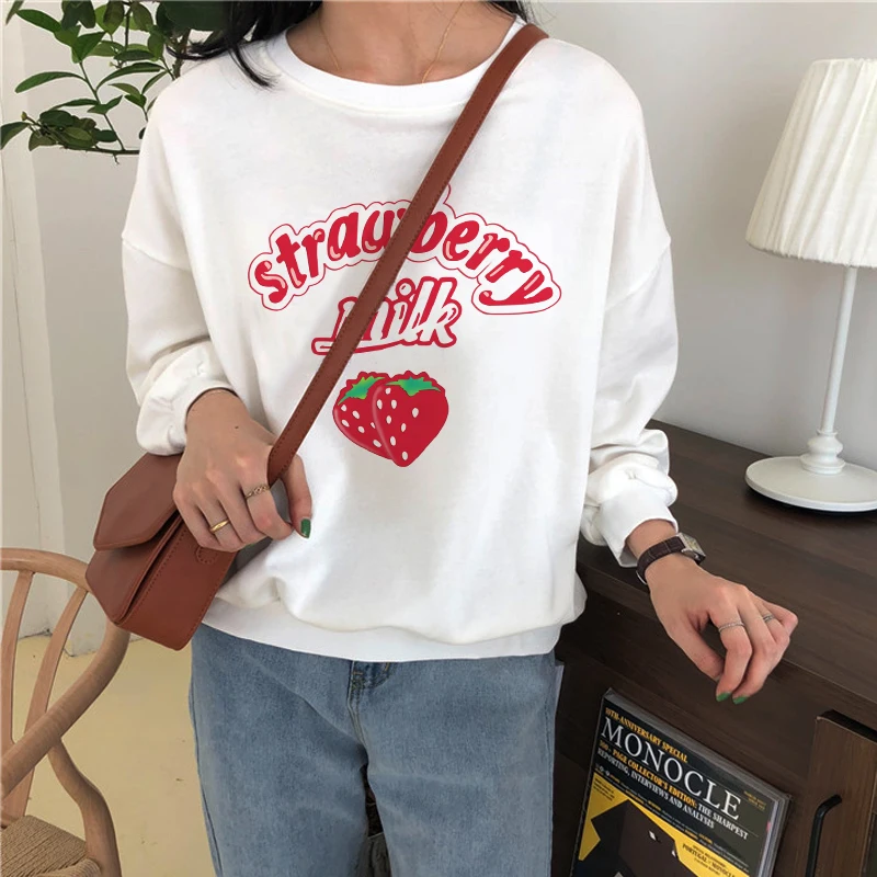 Harajuku Sweet Strawberry Milk Women's Tops Winter Warm Cute Print Long Sleeve Hooded Korean fun Ulzzang Warm Female Sweatshirts
Harajuku Sweet Strawberry Milk Women's Tops Winter Warm Cute Print Long Sleeve Hooded Korean fun Ulzzang Warm Female Sweatshirts
