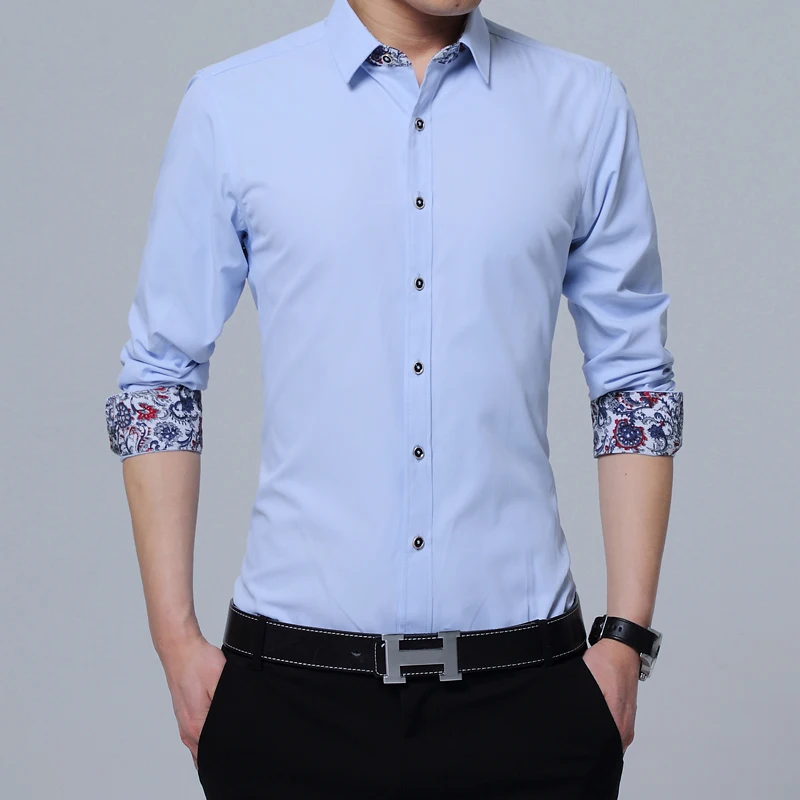 Светло голубая модная мужская рубашка высокое качество мягкие мужские рубашки