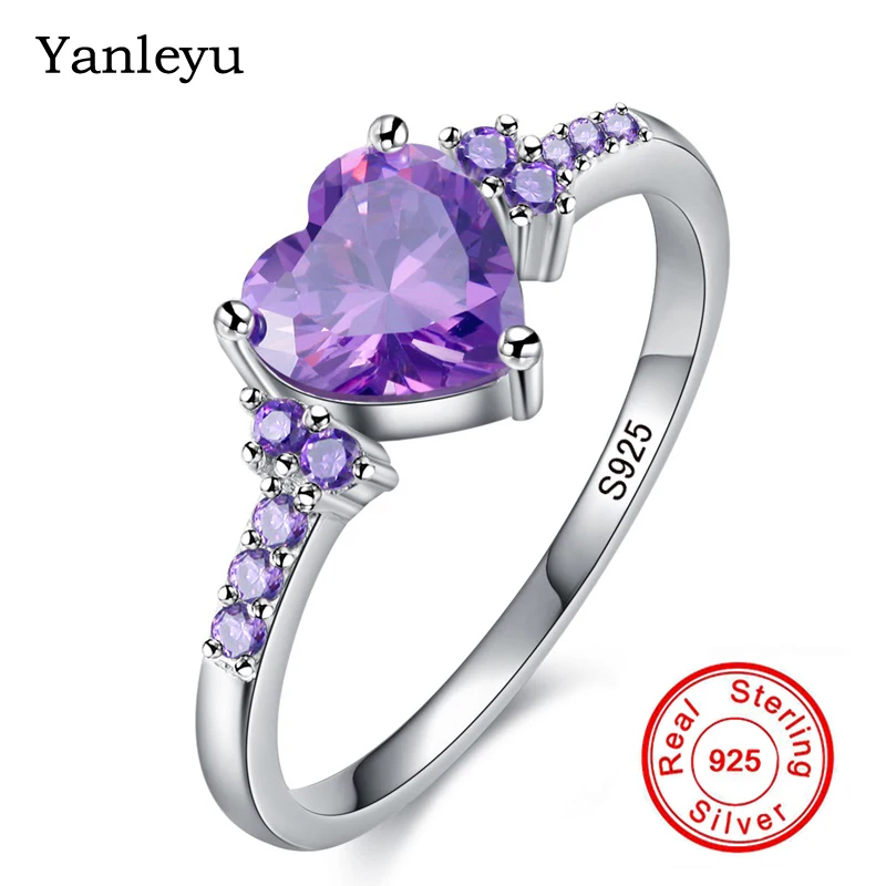Yanleyu Real 925 Sterling Silver Amethys Ring for Women Heart Purple Crystal CZ Wedding Engagement Ring Fine Jewelry PR003
Yanleyu Real 925 Sterling Silver Amethys Ring for Women Heart Purple Crystal CZ Wedding Engagement Ring Fine Jewelry PR003