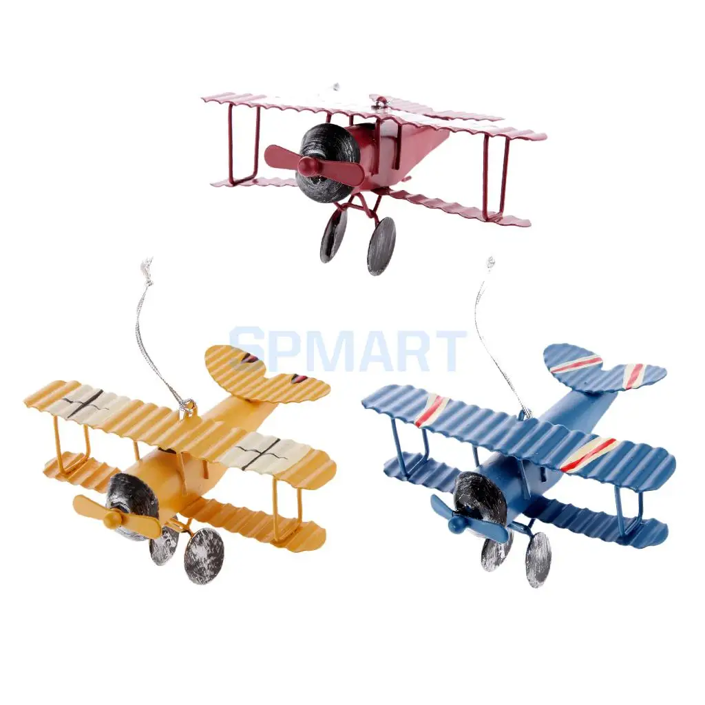 Коллекционная модель металлического самолета Biplane Plane Toy String Hanging Decoration|Вертолеты