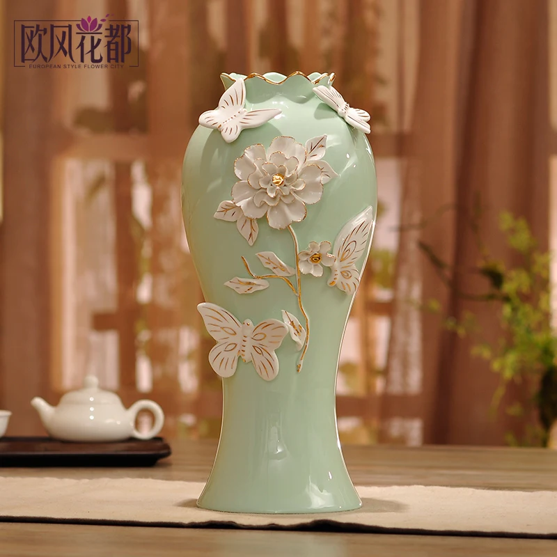 carved jade porcelain flower vase decoration of high-grade ceramic Home Furnishing study the living room decoration
carved jade porcelain flower vase decoration of high-grade ceramic Home Furnishing study the living room decoration