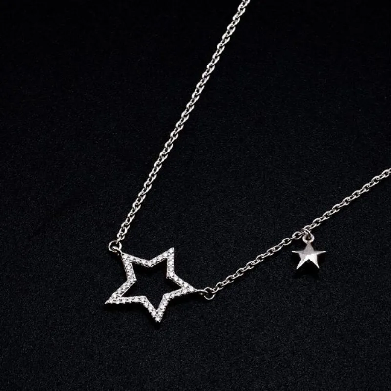 Temperament Fashion Microstrip Star Necklace Pendant 925 Sterling Silver Jewelry Not Allergic Exquisite Necklaces N070 | Украшения и