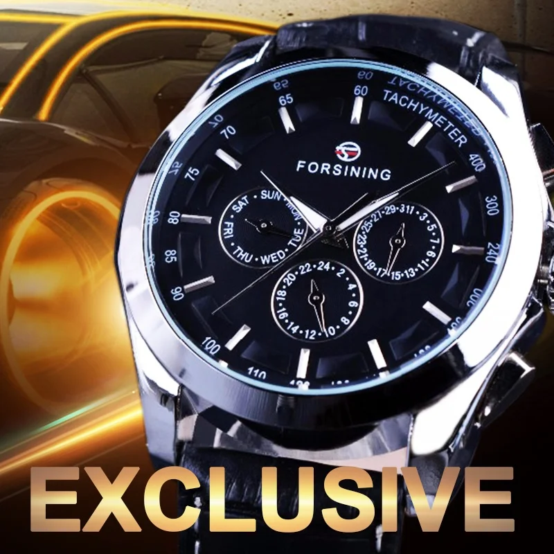 Forsining 3 Dial 6 Hands Men Watches Business Genuine Leather Strap Black Watch Top Brand Luxury Automatic Watch
Forsining 3 Dial 6 Hands Men Watches Business Genuine Leather Strap Black Watch Top Brand Luxury Automatic Watch