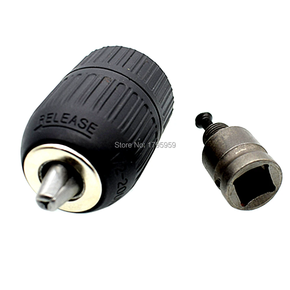 Self Locking Keyless Drill Bit Chuck 2mm to 13mm 1/2" - 20UNF Mount with 1/2" Square Drive Socket Adaptor Connecting Rod Tools
Self Locking Keyless Drill Bit Chuck 2mm to 13mm 1/2" - 20UNF Mount with 1/2" Square Drive Socket Adaptor Connecting Rod Tools