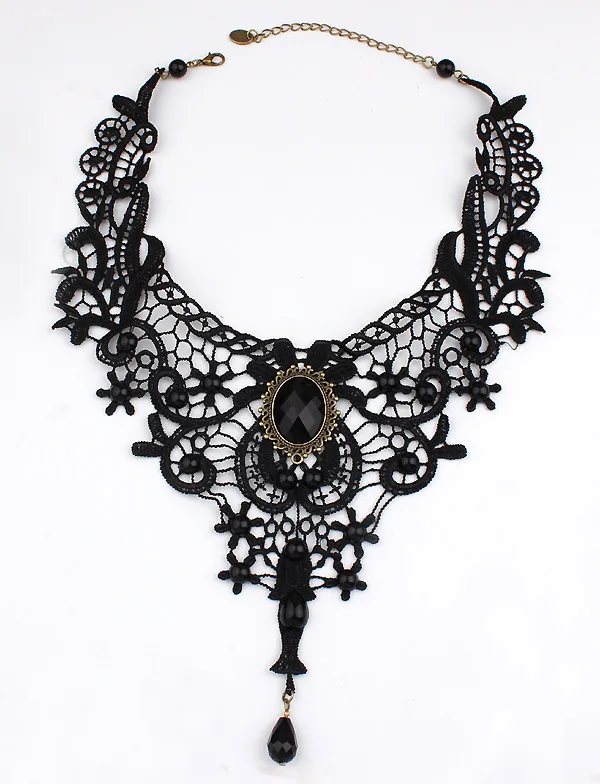 2016 Vintage Palace Gothic False Collar Black Beads Gem Hollow Flowers Lace Bib Necklace & Pendants Short Choker Necklaces Women
2016 Vintage Palace Gothic False Collar Black Beads Gem Hollow Flowers Lace Bib Necklace & Pendants Short Choker Necklaces Women