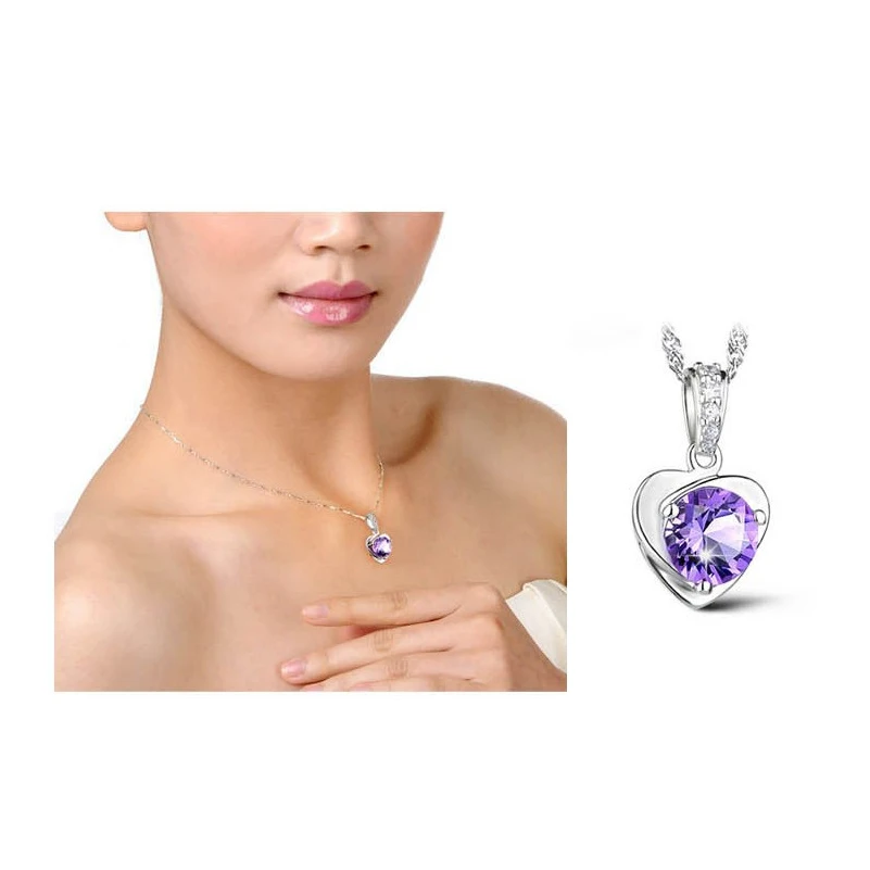 Crystal Heart Shaped Pendant Necklace Chain Love Heart For Women Purple Spirit Heart Pendant Necklace
Crystal Heart Shaped Pendant Necklace Chain Love Heart For Women Purple Spirit Heart Pendant Necklace