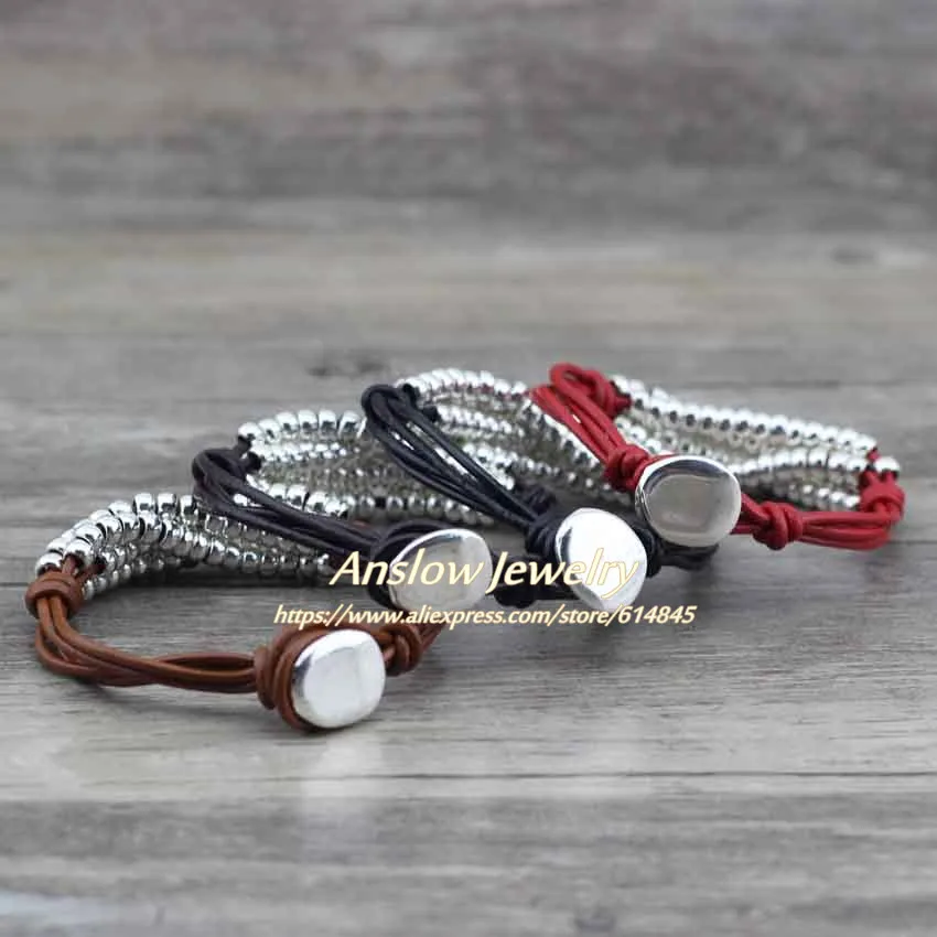 Anslow Top Quality New!New! Brand Antique Silver Plated Healthy Zinc Alloy Beads Leather Bracelet For Women Men Kids LOW0374LB
Anslow Top Quality New!New! Brand Antique Silver Plated Healthy Zinc Alloy Beads Leather Bracelet For Women Men Kids LOW0374LB