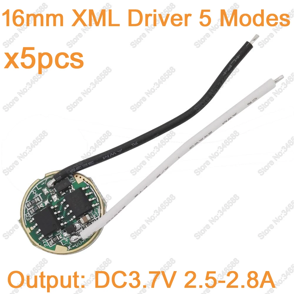 5pcs 16mm Diameter DC3.7V 5 Modes LED Driver Input DC3.7-4.2V Output DC3.7V 2.5-2.8A for Cree XM-L XML T6 High Power LED Emitter
5pcs 16mm Diameter DC3.7V 5 Modes LED Driver Input DC3.7-4.2V Output DC3.7V 2.5-2.8A for Cree XM-L XML T6 High Power LED Emitter