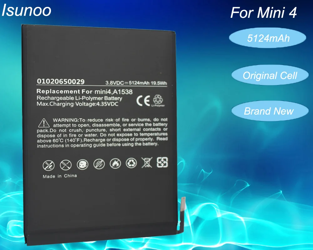 Аккумулятор ISUNOO 2 шт./лот для планшета Apple iPad mini 4 A1550 A1538 3,82 в 5124 мАч, сменная батарея, бесплатные инструменты для ремонта
Аккумулятор ISUNOO 2 шт./лот для планшета Apple iPad mini 4 A1550 A1538 3,82 в 5124 мАч, сменная батарея, бесплатные инструменты для ремонта