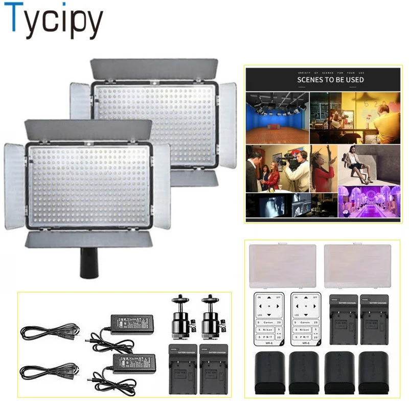 СВЕТОДИОДНЫЙ Осветитель Tycipy 2 комплекта с регулируемой яркостью для фотостудии
