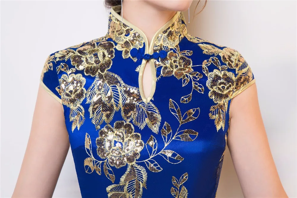Shanghai Story new arrival long fashion design Sequins lace embroidered High Split chinese style cheongsam dress
Shanghai Story new arrival long fashion design Sequins lace embroidered High Split chinese style cheongsam dress