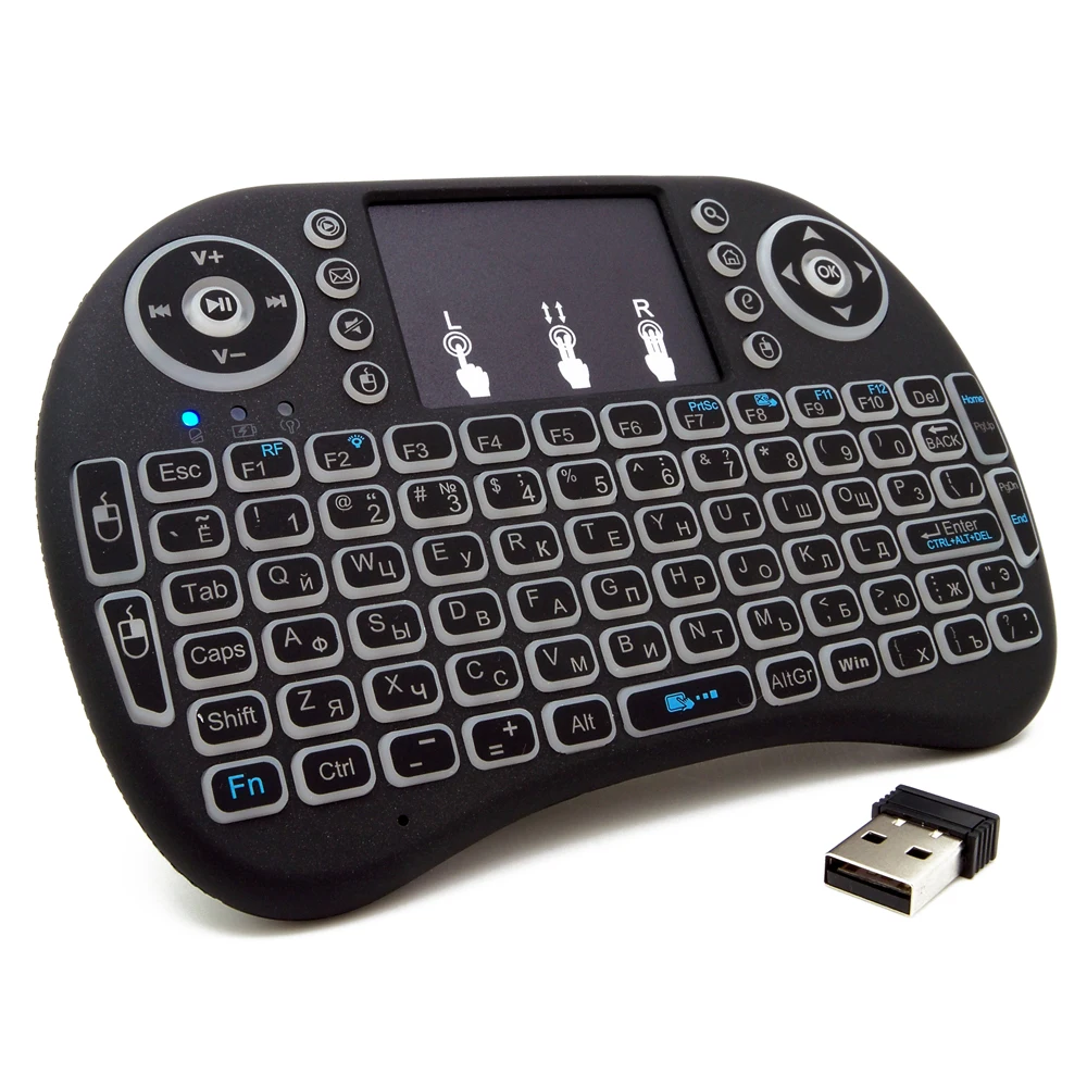 Russian Spanish French Backlight Mini Wireless Keyboard 2.4GHz Air Mouse With Touch Pad Remote Control For Android Smart TV PC
Russian Spanish French Backlight Mini Wireless Keyboard 2.4GHz Air Mouse With Touch Pad Remote Control For Android Smart TV PC