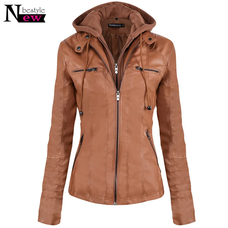 Fashion Autumn Winter Hoodie Women Leather Jacket Tops Ladies Front Pocket Slim Hat Detachable Jacket Female Soft Leather Coat
Fashion Autumn Winter Hoodie Women Leather Jacket Tops Ladies Front Pocket Slim Hat Detachable Jacket Female Soft Leather Coat