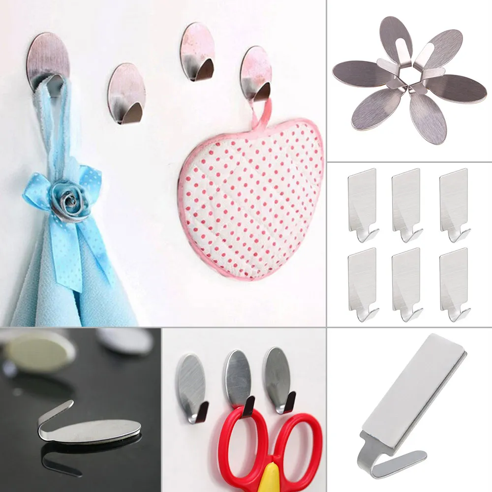 6pcs Stainless Steel Mini Self Adhesive Sticky Wall Hangers Hooks Suction Powerful Rack Bathroom Kitchen Accessories
6pcs Stainless Steel Mini Self Adhesive Sticky Wall Hangers Hooks Suction Powerful Rack Bathroom Kitchen Accessories