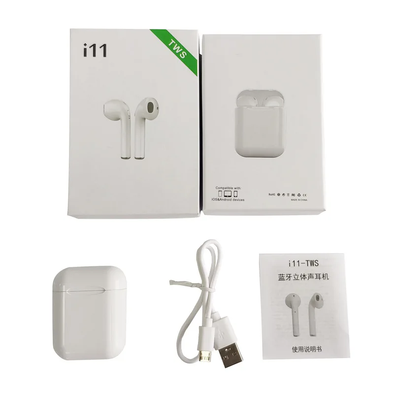 I11 наушники вкладыши TWS с Беспроводной Bluetooth 5 0 mini i7s микрофоном для iPhone X 7 8 samsung S6 S8