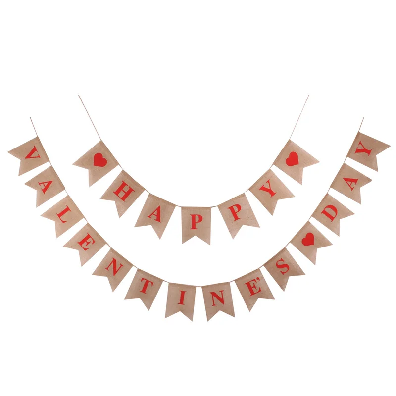HAPPY VALENTINE'S DAY Letters Bunting Banner Decoration Heart Pattern Linen Burlap Banner Swallowtail Pull Flag Party Supplies
HAPPY VALENTINE'S DAY Letters Bunting Banner Decoration Heart Pattern Linen Burlap Banner Swallowtail Pull Flag Party Supplies