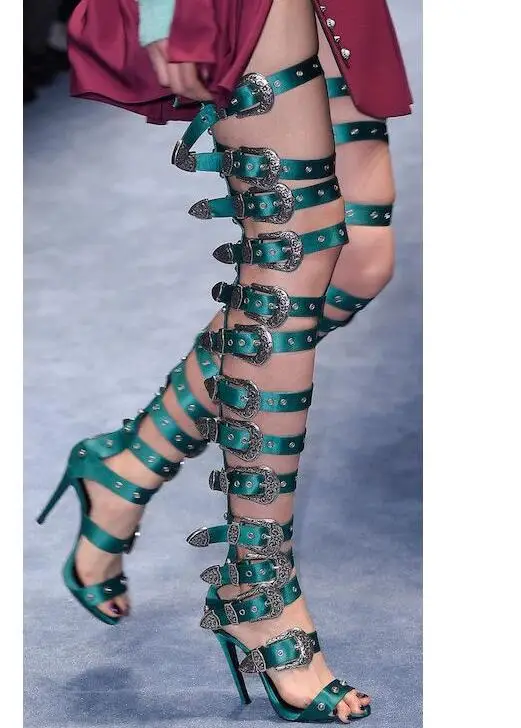 Rihana Women Open Toe Cutout High Heel Gladiator Sandals Boots Summer Fashion Buckles Over The Knee Boots shoes woman
Rihana Women Open Toe Cutout High Heel Gladiator Sandals Boots Summer Fashion Buckles Over The Knee Boots shoes woman