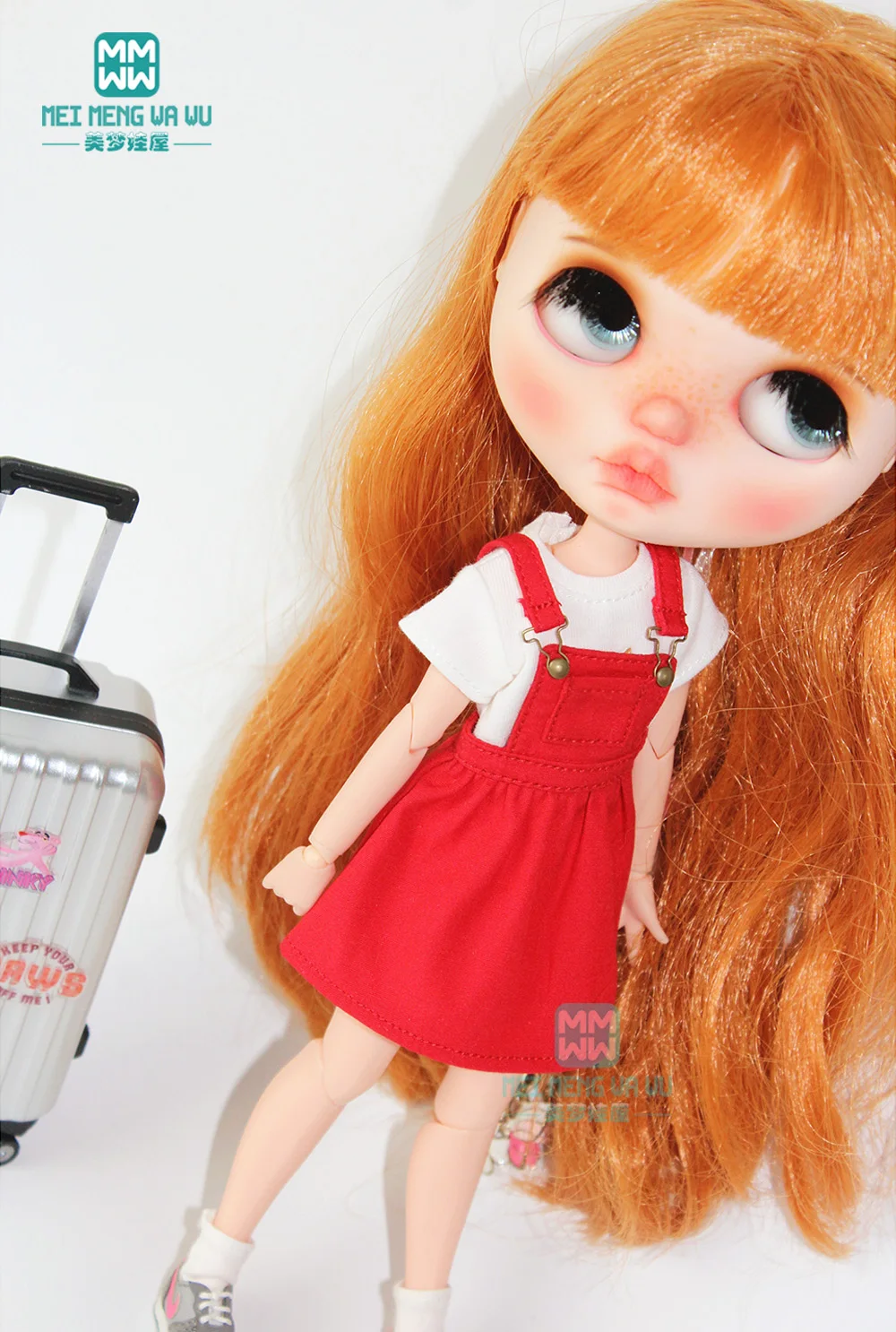 1 шт. Одежда для кукол Blyth модное платье на бретелях в клетку футболка Azone obitsu FR 1/6 |