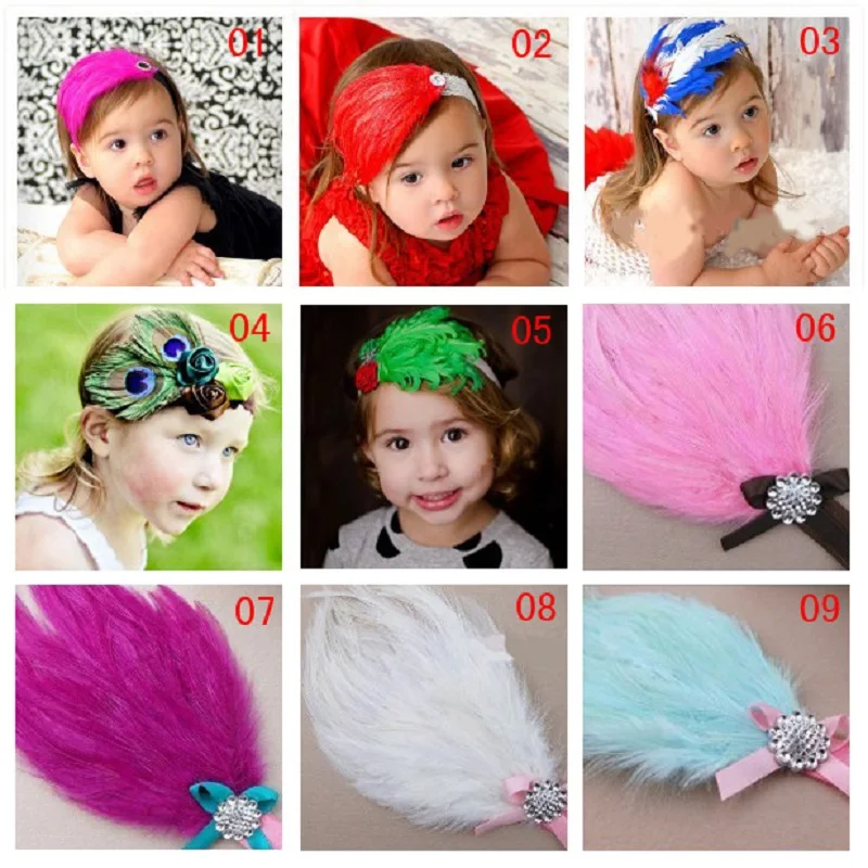 Модные повязки для волос с перьями маленьких девочек на голову младенцев заколки