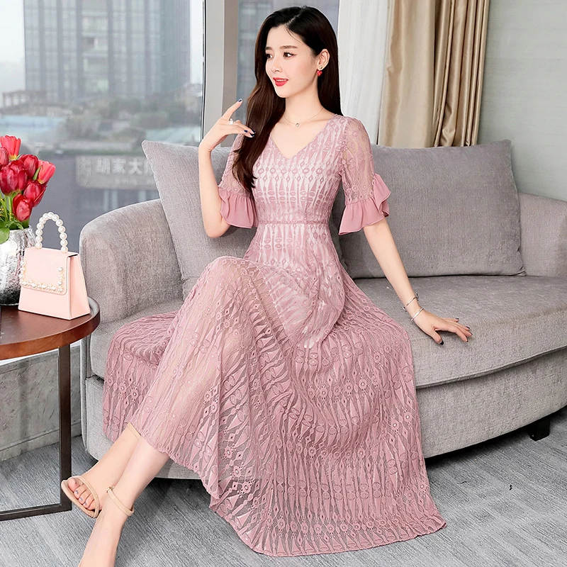 2019 Summer V-Neck Office Ladies Long Chiffon Beach Dress Casual short Sleeve Elegant Party Dress Vestidos
2019 Summer V-Neck Office Ladies Long Chiffon Beach Dress Casual short Sleeve Elegant Party Dress Vestidos
