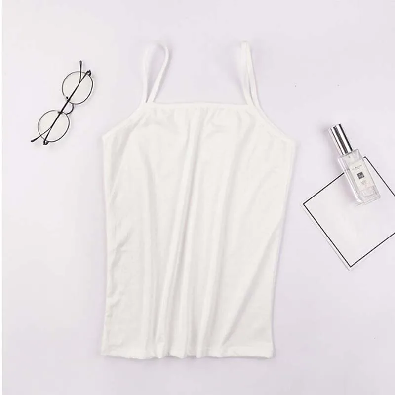 

Summer Sexy Women Spaghetti Strap Streetwear Cami Tank Bustier Crop Top Women Cropped Tops Solid Fitness Lady Camis Femme 2019