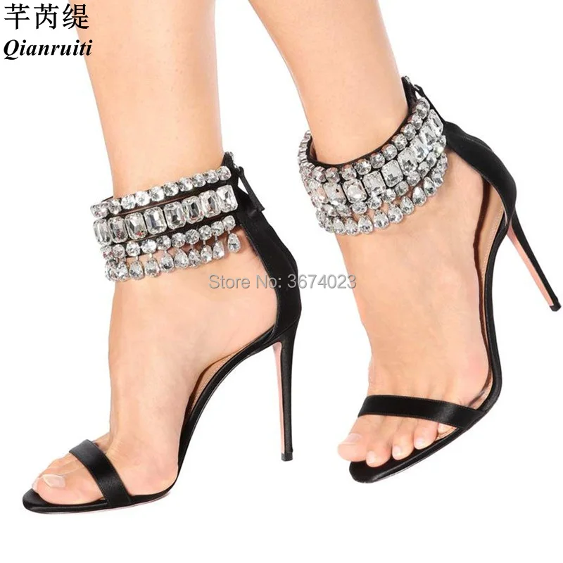 Qianruiti Pure Diamonds Wrap Sandals Satin High Heels String Crystal Embellished Stilettos Gem Palace Sandals Women Summer Dress
Qianruiti Pure Diamonds Wrap Sandals Satin High Heels String Crystal Embellished Stilettos Gem Palace Sandals Women Summer Dress