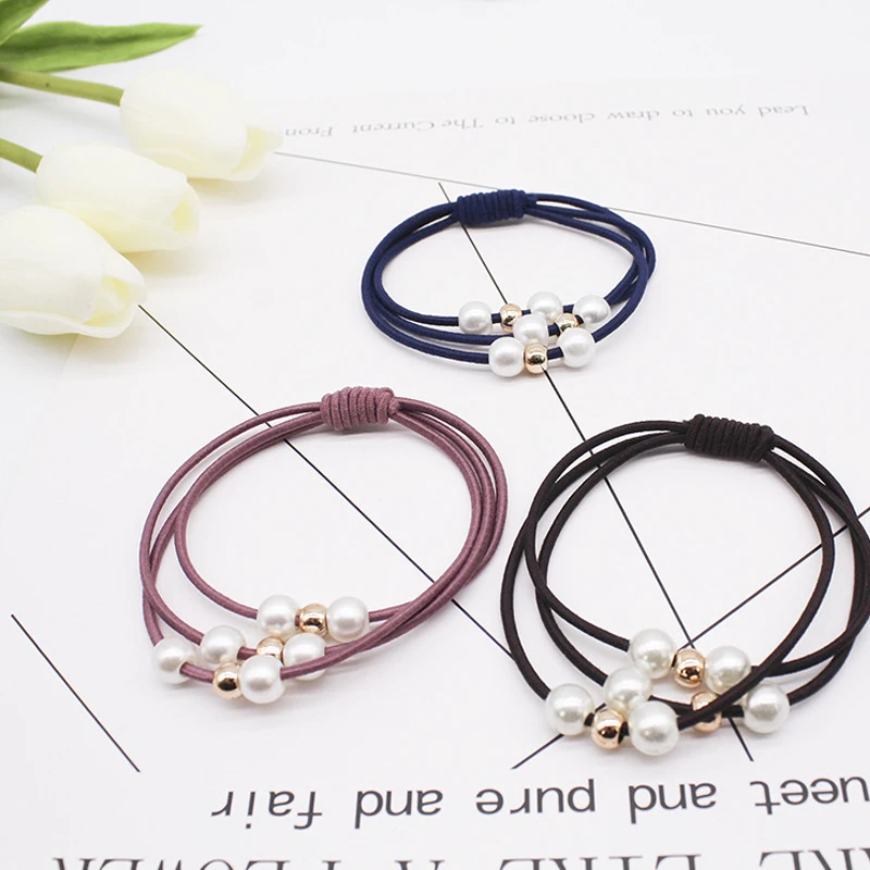 1 Pcs Hair Accessories Pearl Elastic Rubber Bands Ring Headwear Girl Band Ponytail Holder Scrunchy Rope Jewelry | Аксессуары для