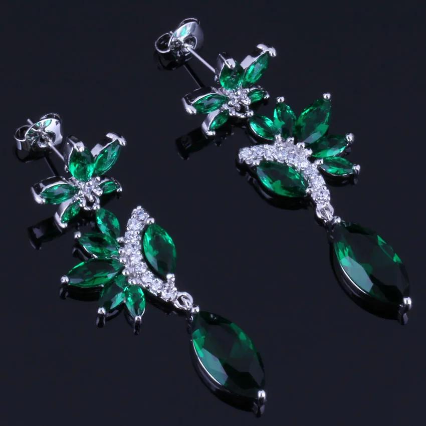 Cheerful Long Marquise Green Cubic Zirconia White CZ Silver Plated Drop Dangle Earrings V0786
Cheerful Long Marquise Green Cubic Zirconia White CZ Silver Plated Drop Dangle Earrings V0786