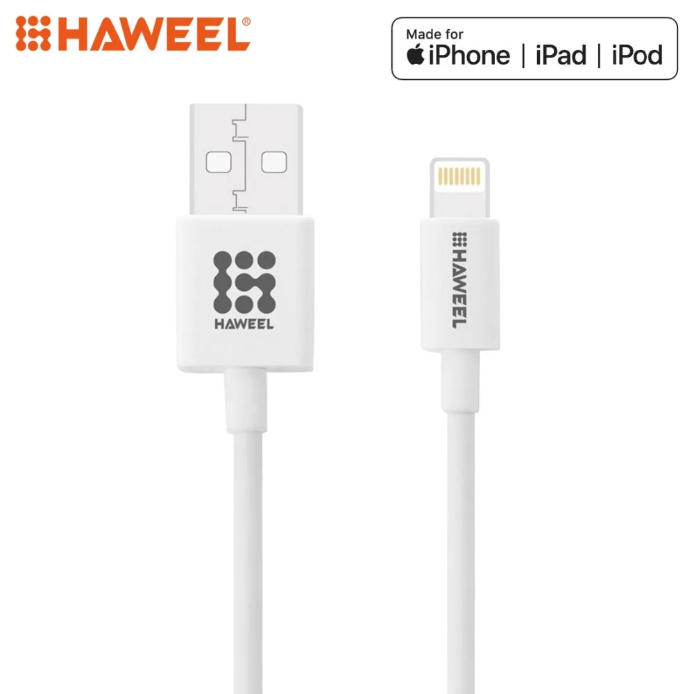 

HAWEEL 1m 2.4A 8 Pin MFI USB Data Sync Charging Cable, For iPhone X/ XR/ XS Max / 8 /7 / 7 Plus and Other Apple Product