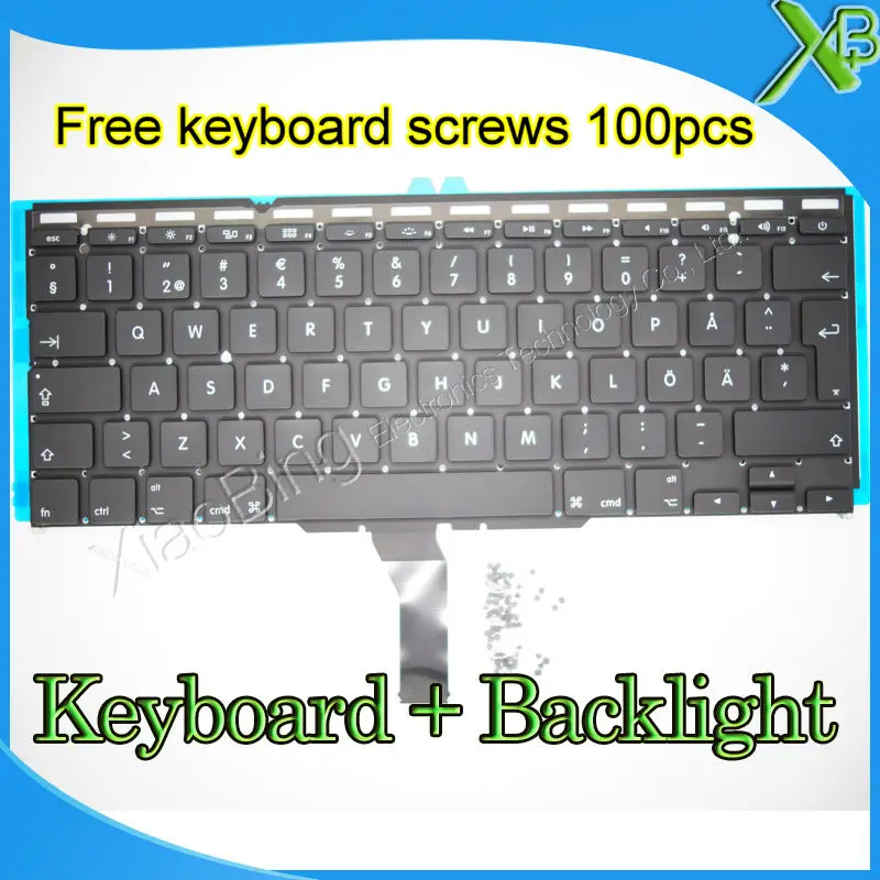 Brand New SE Sweden Swedish keyboard+Backlight Backlit+100pcs keyboard screws For MacBook Air 11.6" A1370 A1465 2010-2015 Years
Brand New SE Sweden Swedish keyboard+Backlight Backlit+100pcs keyboard screws For MacBook Air 11.6" A1370 A1465 2010-2015 Years