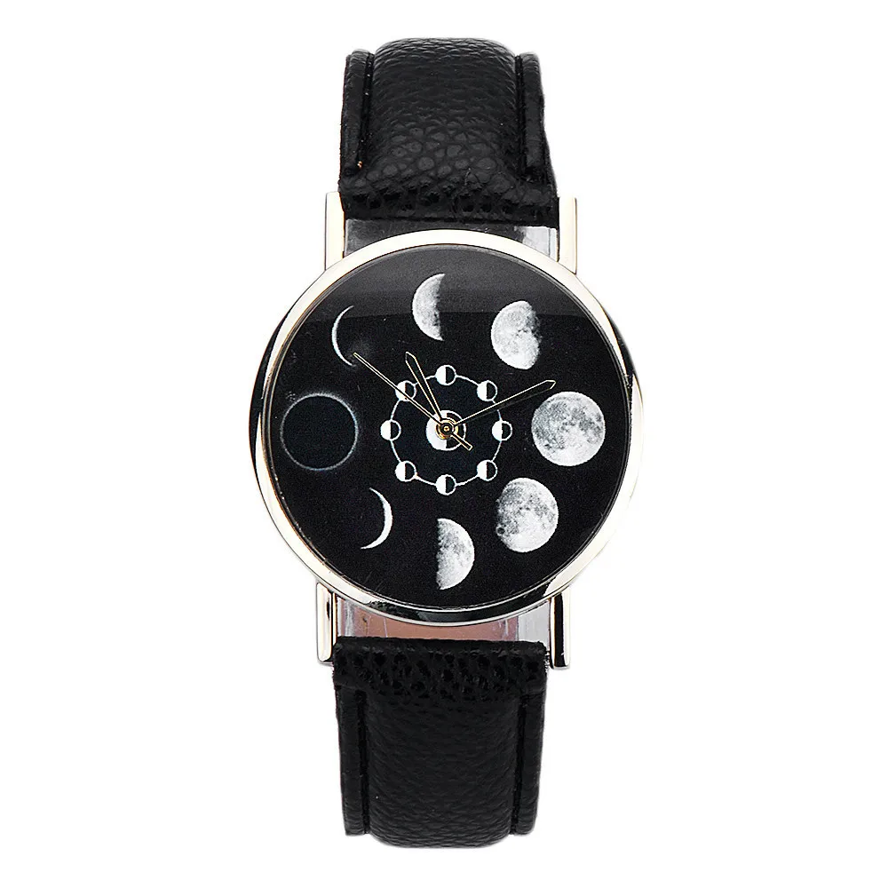 Relogio Feminino Moon Phase часы женские лунное затмение узор кожа аналоговые кварцевые