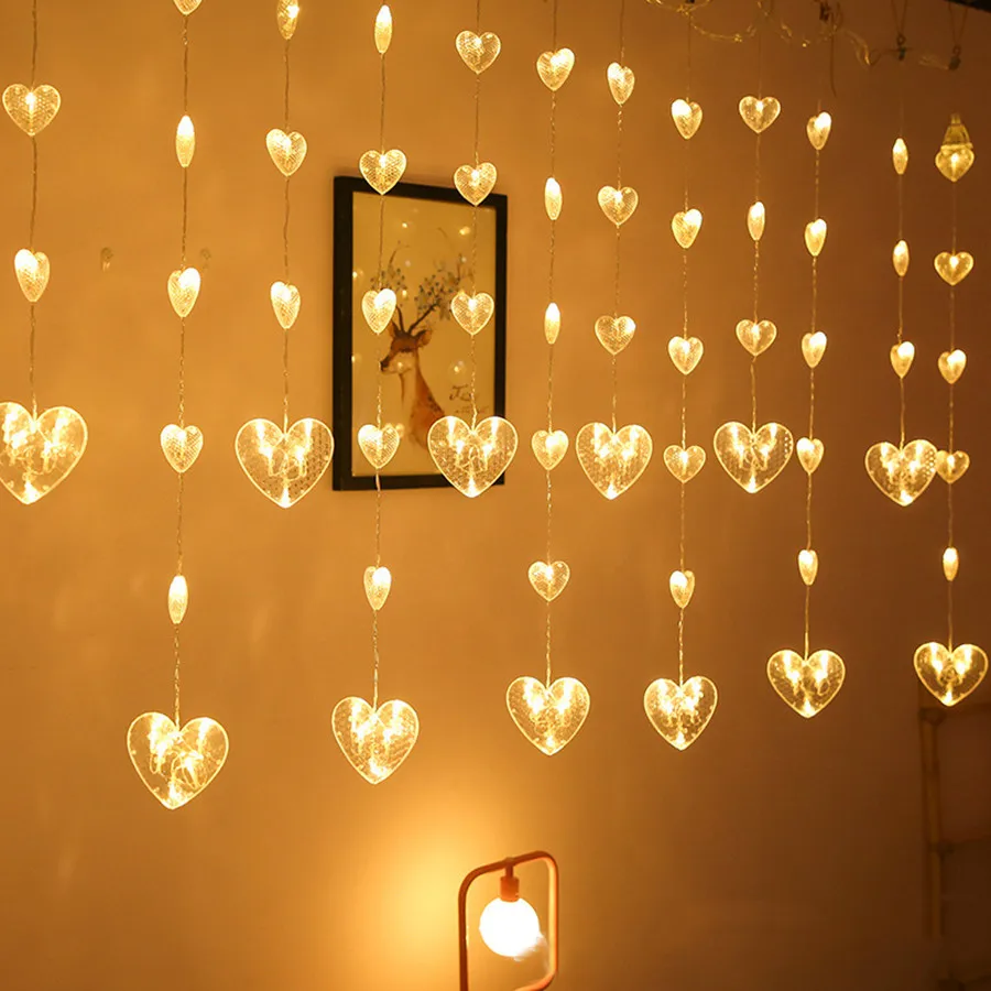 Thrisdar Heart-shaped LED Fairy String Curtain Light 2.5M*0.8M 60Led Valentine Christmas Wedding party Window Fairy String Light
Thrisdar Heart-shaped LED Fairy String Curtain Light 2.5M*0.8M 60Led Valentine Christmas Wedding party Window Fairy String Light