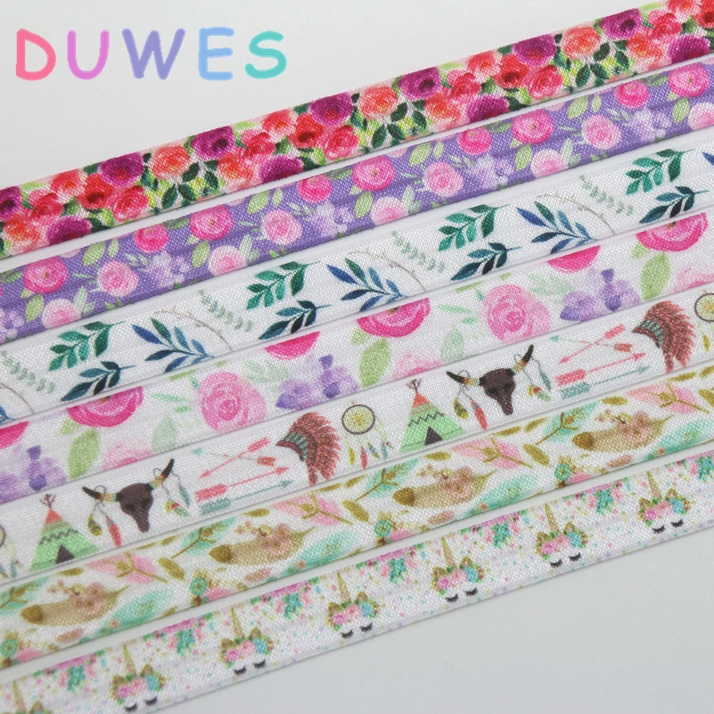 DUWES 5/8'' 50yards tribal floral leaf unicorn printed Fold Elastic FOE stretch ribbon hairbow headwear headband DIY OEM D1068
DUWES 5/8'' 50yards tribal floral leaf unicorn printed Fold Elastic FOE stretch ribbon hairbow headwear headband DIY OEM D1068