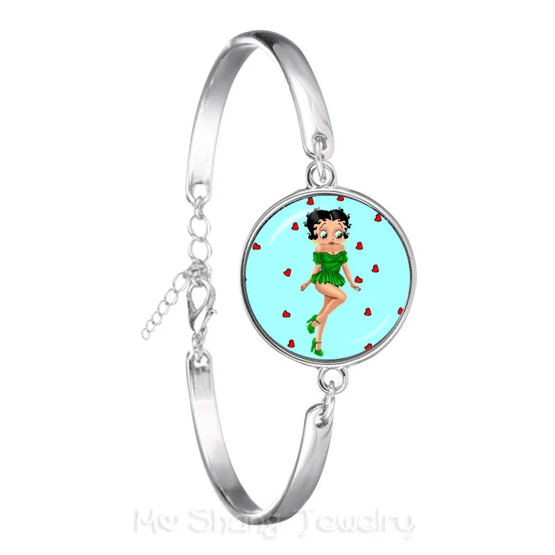 Lovely Romantic Betty Boop Series Pattern 18mm Round Glass Cabochon Handmade Silver Plated Bracelet For Glamorous Gift
Lovely Romantic Betty Boop Series Pattern 18mm Round Glass Cabochon Handmade Silver Plated Bracelet For Glamorous Gift