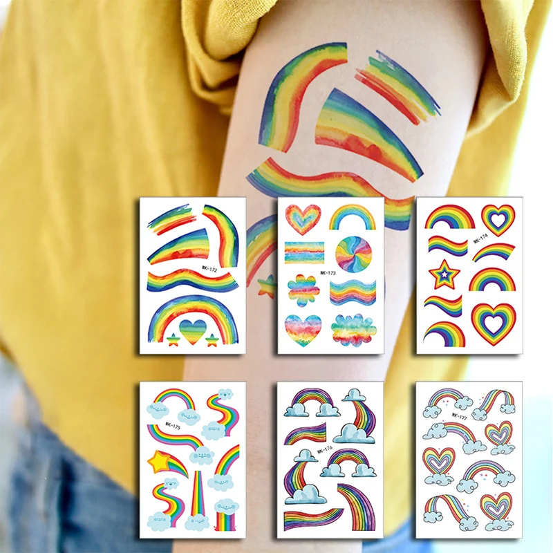 6PCs/lot Party Supplies Rainbow Series Stickers Children's Waterproof Tattoos Kids Birthday Gift Colorful Temporary Sticker
6PCs/lot Party Supplies Rainbow Series Stickers Children's Waterproof Tattoos Kids Birthday Gift Colorful Temporary Sticker