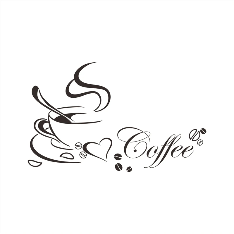 Наклейки на стену с узором Love Coffee для магазина офиса гостиной кухни