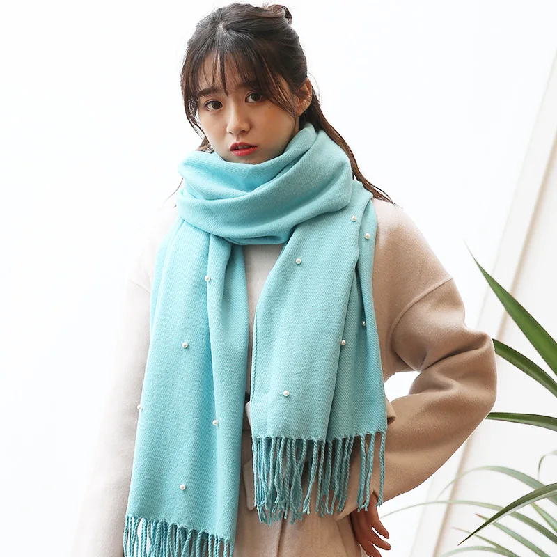Winter & Autumn Pearl Nail Bead Knitted Scarf Warm Thick Scarves Shawl Solid Color Cashmere Tassel Tippet Soft Lady Neckerchiefs
Winter & Autumn Pearl Nail Bead Knitted Scarf Warm Thick Scarves Shawl Solid Color Cashmere Tassel Tippet Soft Lady Neckerchiefs