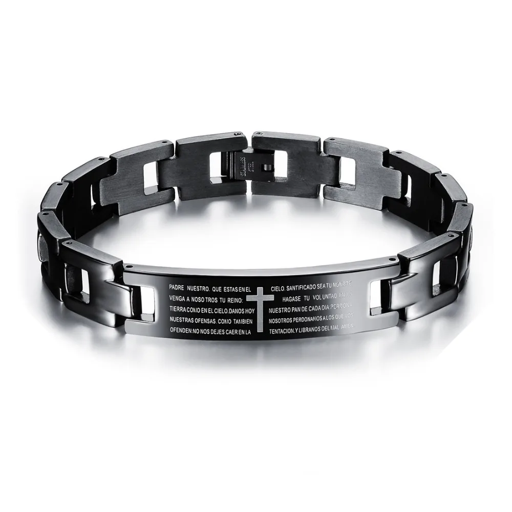 FATE LOVE Fashion Jewelry High Quality 316L Stainless Steel Metal English Spanish Lord's Prayer Black Male Men Bracelets Bangle
FATE LOVE Fashion Jewelry High Quality 316L Stainless Steel Metal English Spanish Lord's Prayer Black Male Men Bracelets Bangle