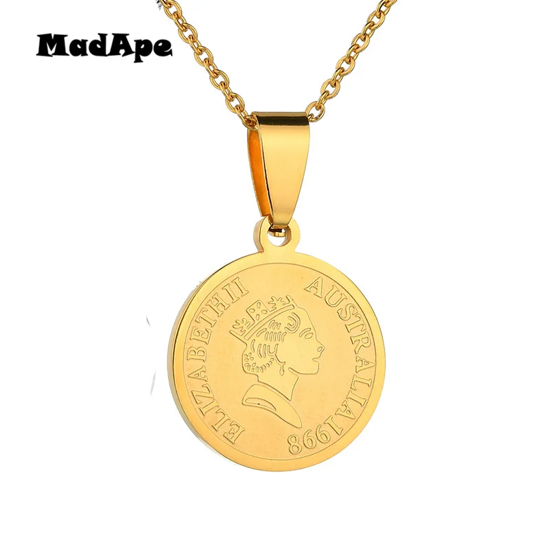 Ожерелье MadApe из нержавеющей стали 316L с круглыми медалями женское ожерелье
