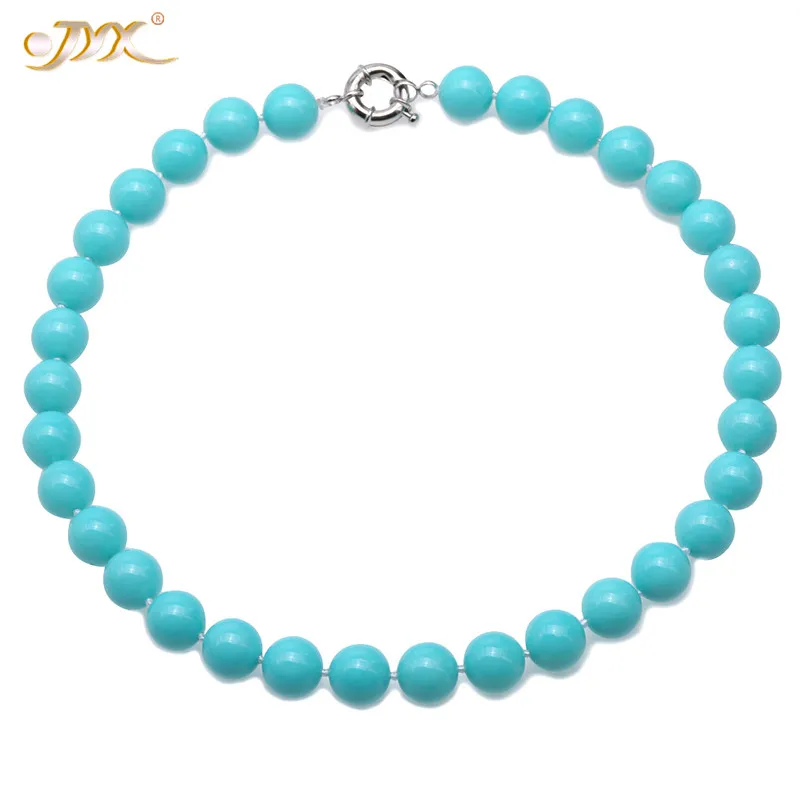 

Ожерелье JYX с искусственным жемчугом, Ювелирное Украшение 12 мм, круглое ожерелье с голубым жемчугом, 18 дюймов, блестящий подарок для женщин