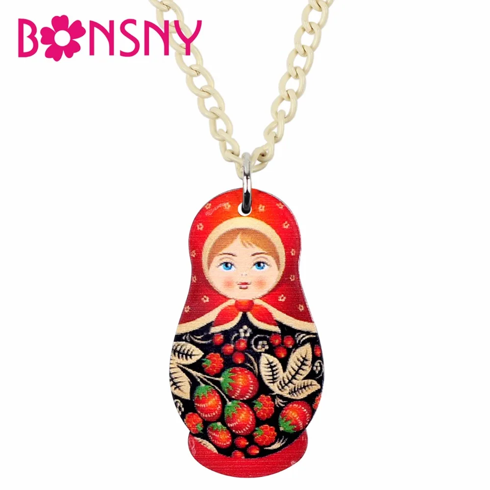 Фото Bonsny уникальная акриловая русская кукла подвеска чокер милые - купить