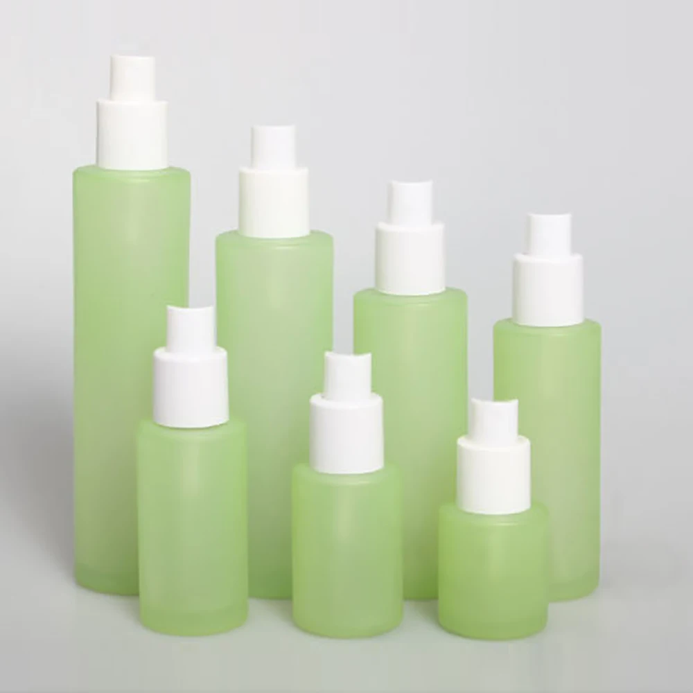 Empty makeup containers 40ml glass lotion packaging, Green Spray/Lotion/toner pump bottle for foundation packaging
Empty makeup containers 40ml glass lotion packaging, Green Spray/Lotion/toner pump bottle for foundation packaging