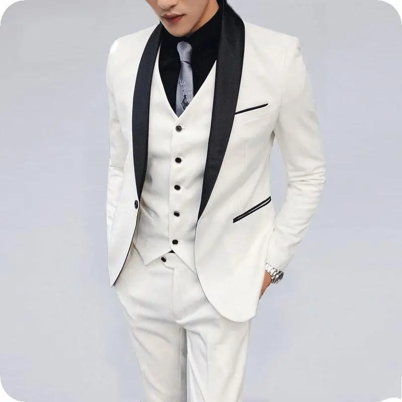 Stylish Design One Button Ivory Groom Tuxedos Groomsmen Shawl Lapel Mens Suits Blazers (Jacket+Pants+Vest+Tie) W:1139
Stylish Design One Button Ivory Groom Tuxedos Groomsmen Shawl Lapel Mens Suits Blazers (Jacket+Pants+Vest+Tie) W:1139