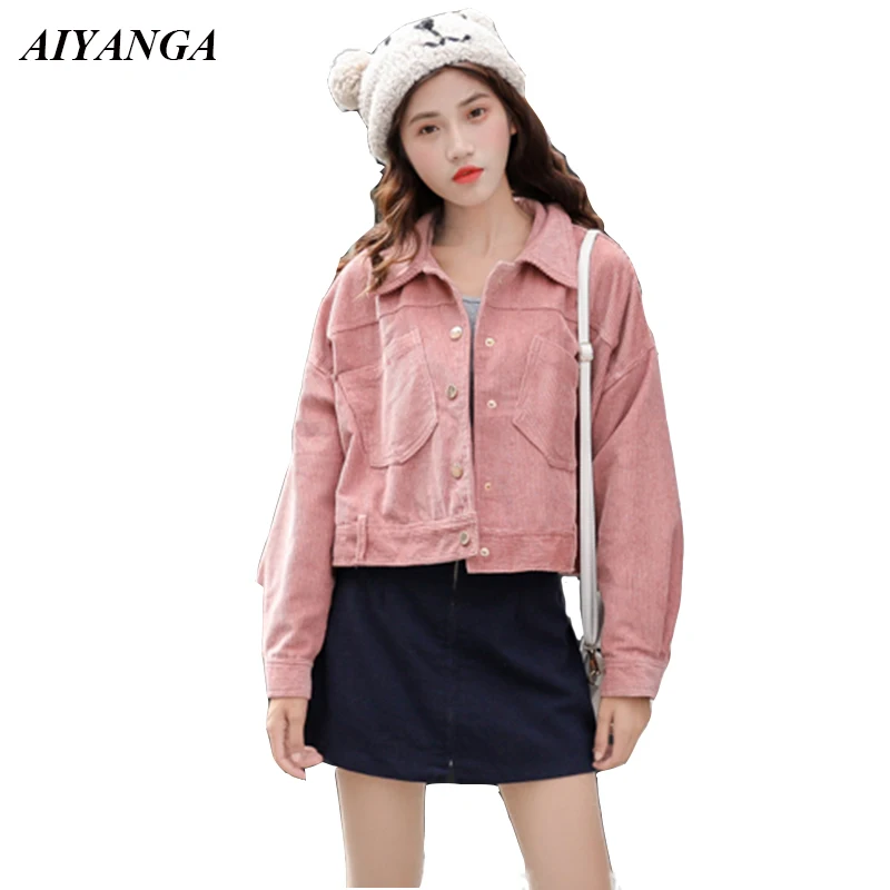 Corduroy Jeans For Women Autumn Outerwear Long Sleeve Casual Single Breasted Loose Tops Female 2018 Solid Color Pink
Corduroy Jeans For Women Autumn Outerwear Long Sleeve Casual Single Breasted Loose Tops Female 2018 Solid Color Pink